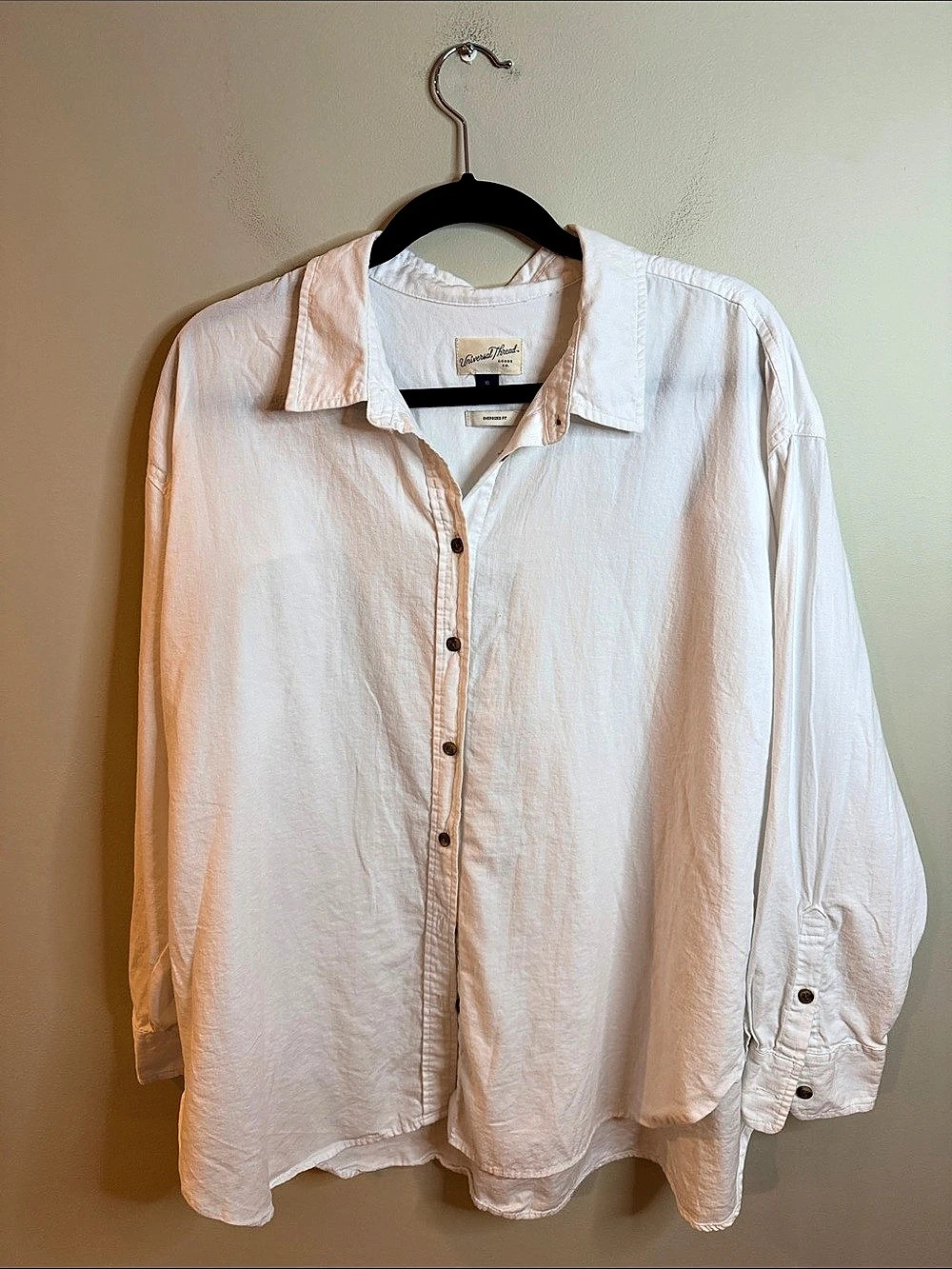 5/$25!! Universal Thread Oversized Long-Sleeve Button-Down Shirt White XL